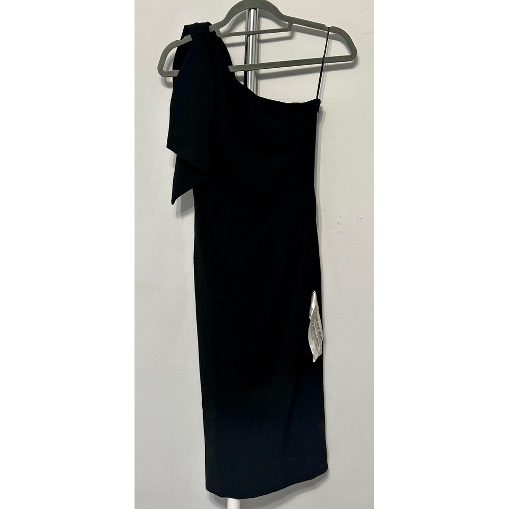 Dress The Population Black One Shoulder Bow Midi Dress XS NWT